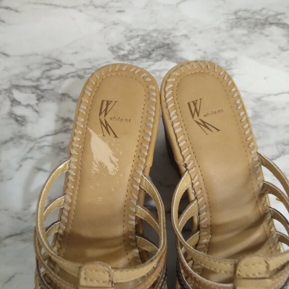 White Mt Chunky Wedge Sandals Leather Multicolor Straps Plataform‎ Slip On  9M - Picture 8 of 10